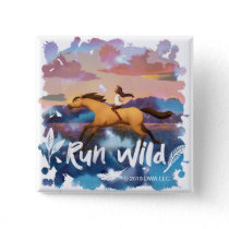 "Run Wild" Lucky Riding Spirit Watercolor Button