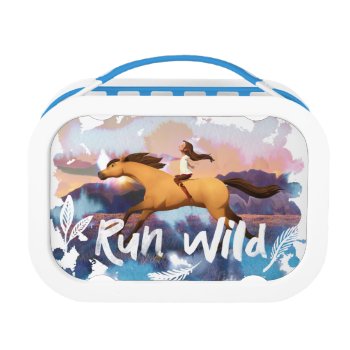 "run Wild" Lucky Riding Spirit Watercolor Lunch Box by spiritridingfree at Zazzle