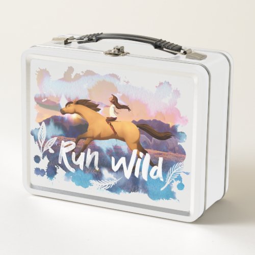 Run Wild Lucky Riding Spirit Watercolor Metal Lunch Box