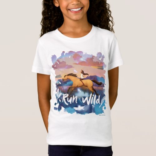 Run Wild Lucky Riding Spirit Watercolor T_Shirt