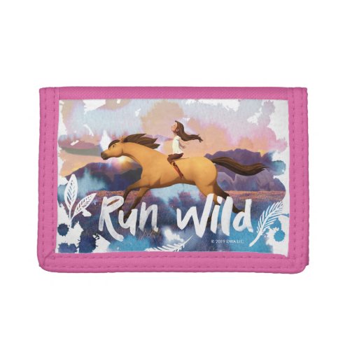 Run Wild Lucky Riding Spirit Watercolor Trifold Wallet