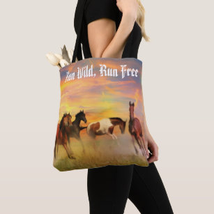 Run Wild, Run Free Wild Horses Painting Tote Bag