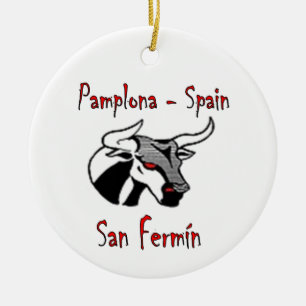 Run with bulls ceramic ornament