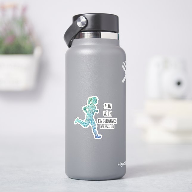 "Run With Endurance" Girl Runner Custom-Cut Vinyl Sticker (HydroFlask)