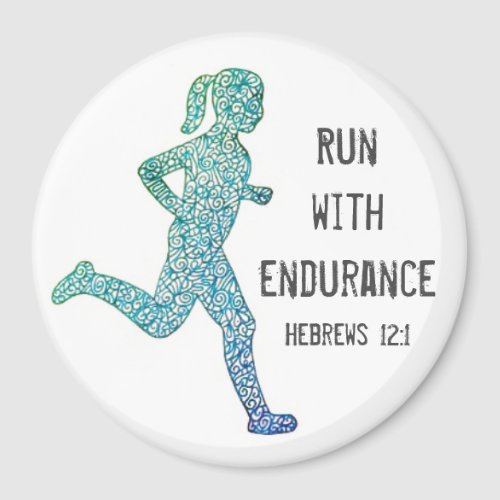 Run With Endurance Girl Runner Magnet