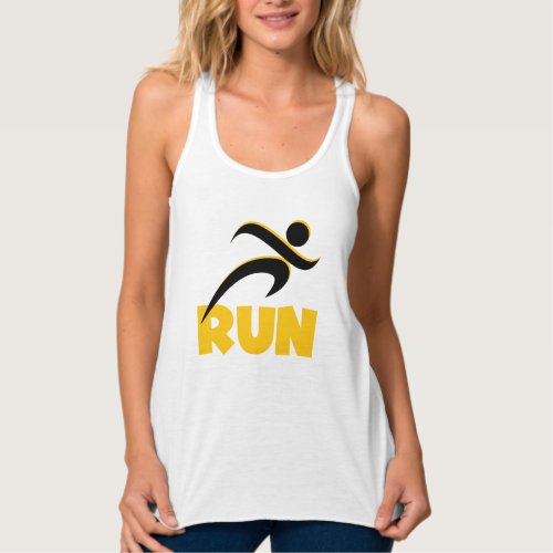 RUN Yellow Fitness Running Athletic Tank Top