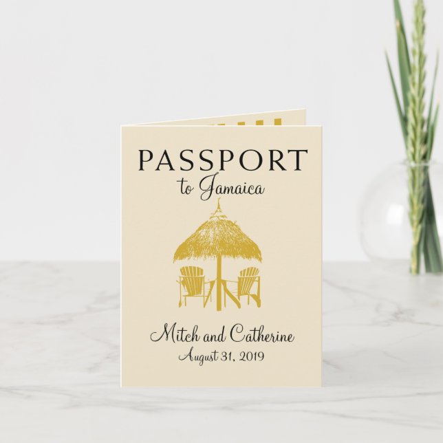 Runaway Bay Jamaica Passport Wedding Invitation (Front)