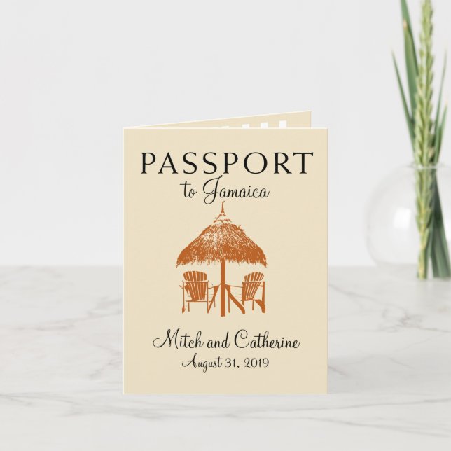 Runaway Bay Jamaica Passport Wedding Invitation (Front)