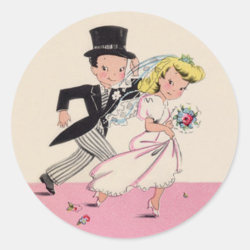 Runaway Bride  Groom Classic Round Sticker