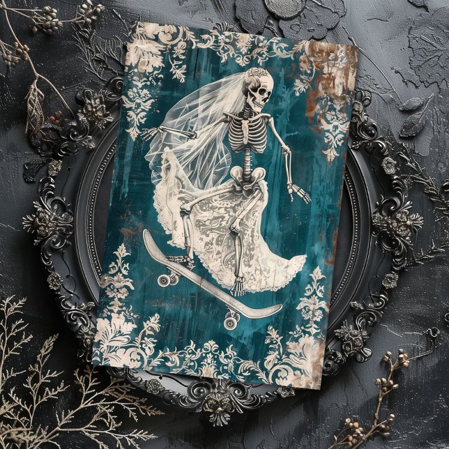 Runaway Bride Wedding Gothic Skeleton Decoupage  Tissue Paper (Creator Uploaded)