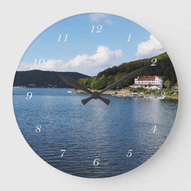 Runde Wanduhr Edersee in Nordhessen Large Clock (Front)