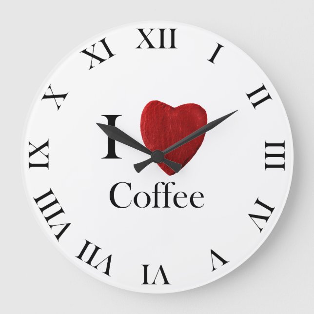 Runde Wanduhr I love Coffee Large Clock (Front)
