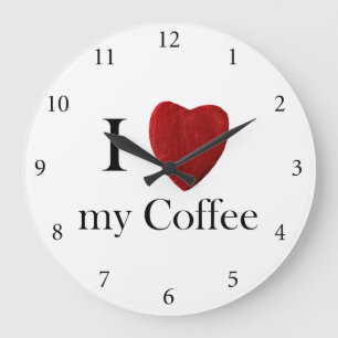 Runde Wanduhr I love my Coffee Large Clock