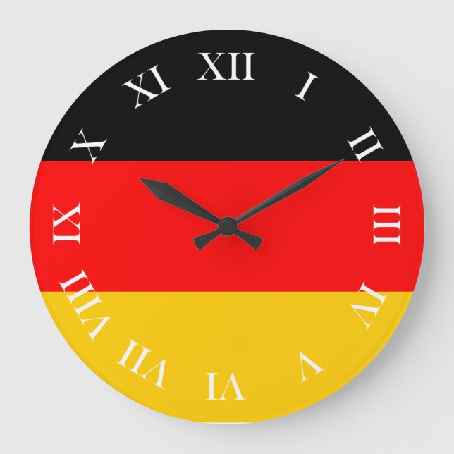 Runde Wanduhr römische Ziffern Deutschland Fahne Large Clock (Front)