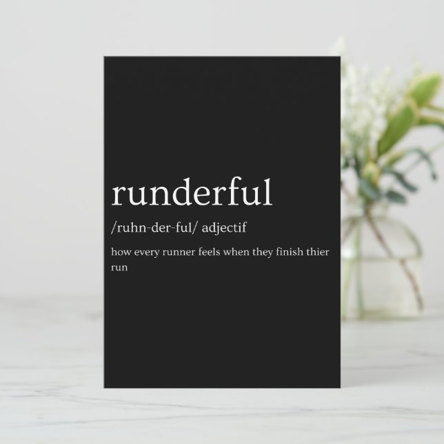 Runderful Running Definition Funny Runner Gift  Holiday Card (Standing Front)