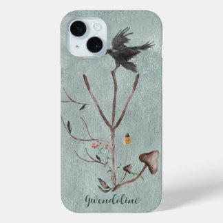 Rune Algiz With Branches And Crow iPhone 15 Plus Case