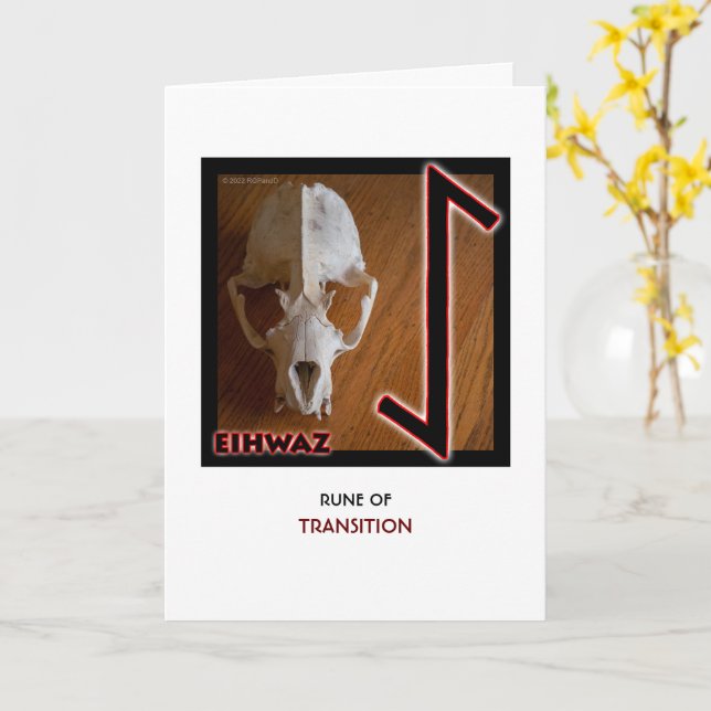 Rune Eihwaz – Transition - Skull Card (Yellow Flower)