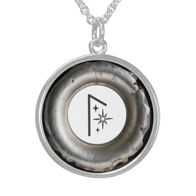 *~*RUNE VIKING Nordic AP87 LAGUZ Sterling Silver Necklace (Front)