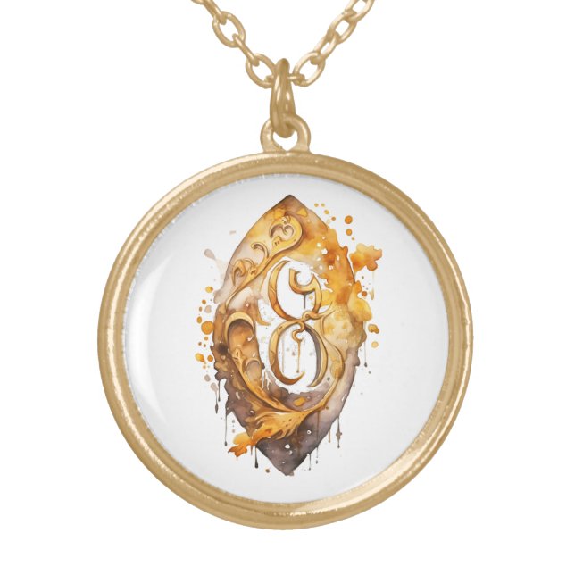 *~*RUNE VIKING Nordic Inspired Ancient AP87  Gold Plated Necklace (Front)