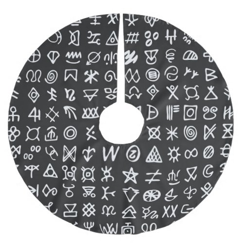 Runes symbols ancient seamless font brushed polyester tree skirt