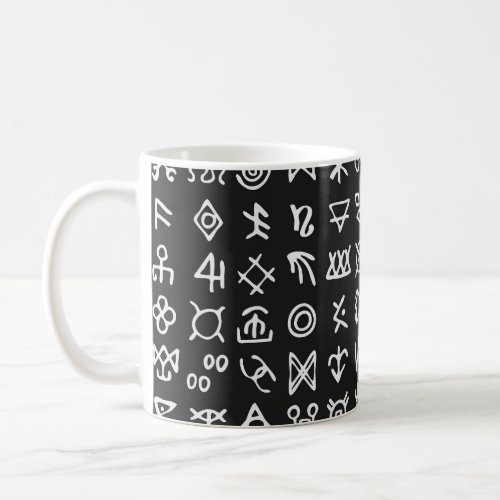 Runes symbols ancient seamless font coffee mug