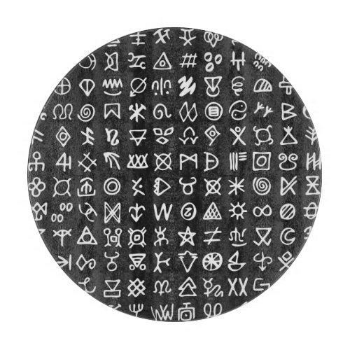 Runes symbols ancient seamless font cutting board