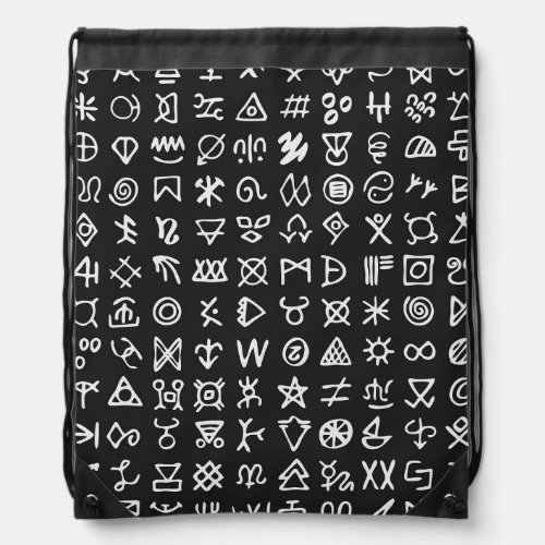 Runes symbols ancient seamless font drawstring bag