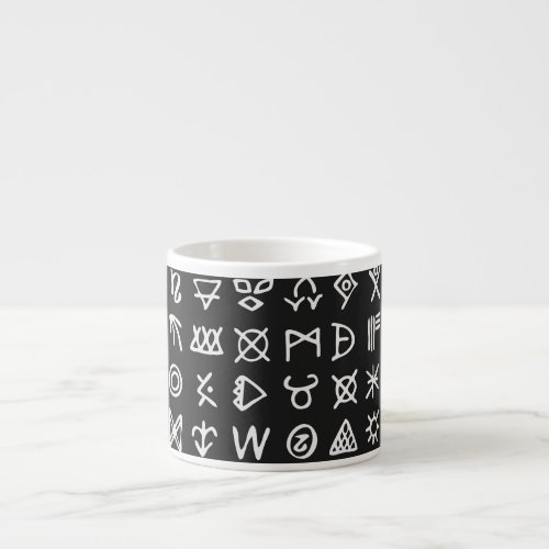 Runes symbols ancient seamless font espresso cup
