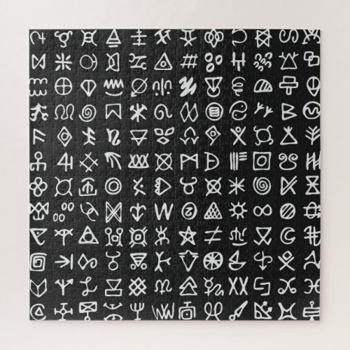 Runes symbols ancient seamless font jigsaw puzzle