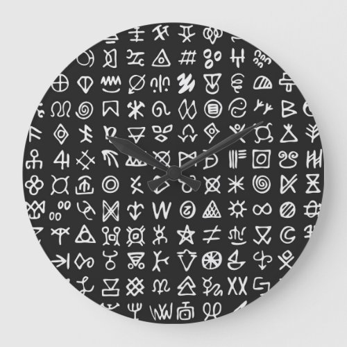 Runes symbols ancient seamless font large clock