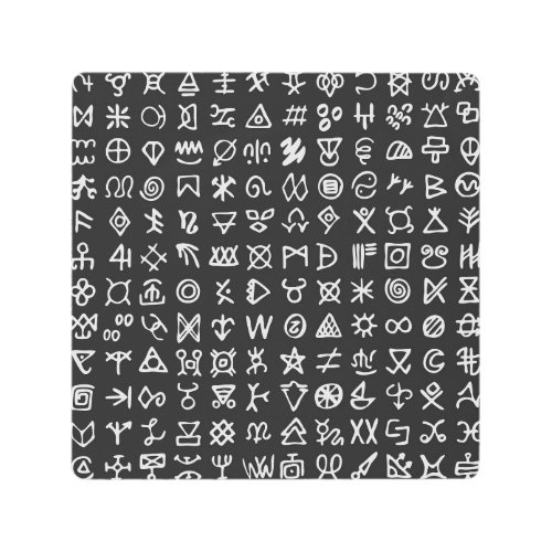 Runes symbols ancient seamless font metal print