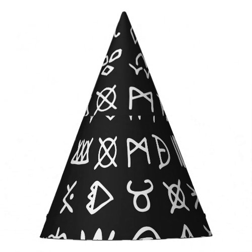 Runes symbols ancient seamless font party hat
