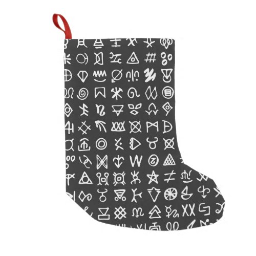Runes symbols ancient seamless font small christmas stocking