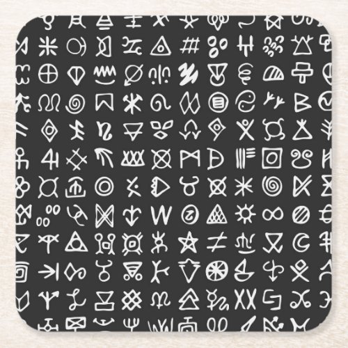 Runes symbols ancient seamless font square paper coaster