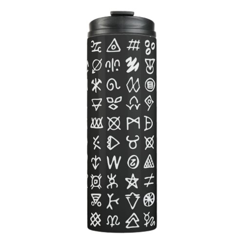 Runes symbols ancient seamless font thermal tumbler
