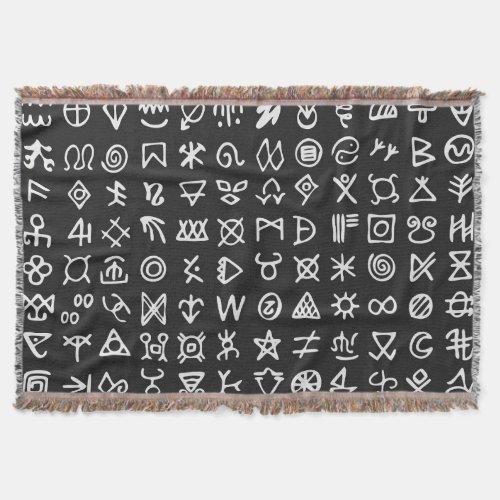 Runes symbols ancient seamless font throw blanket