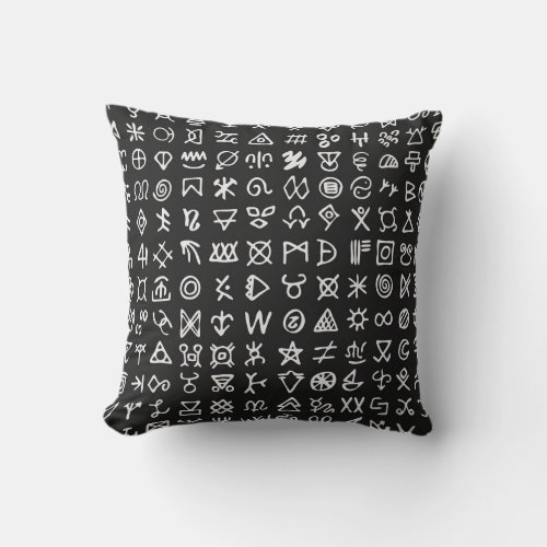 Runes symbols ancient seamless font throw pillow