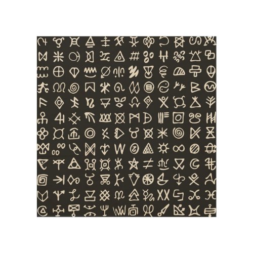 Runes symbols ancient seamless font wood wall art