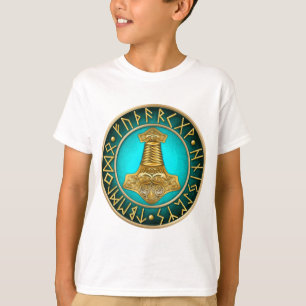 Runes - Thors Hammer - Teal T-Shirt