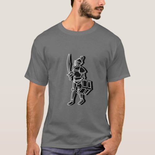 Runescape Black Knight Line Drawing T_Shirt