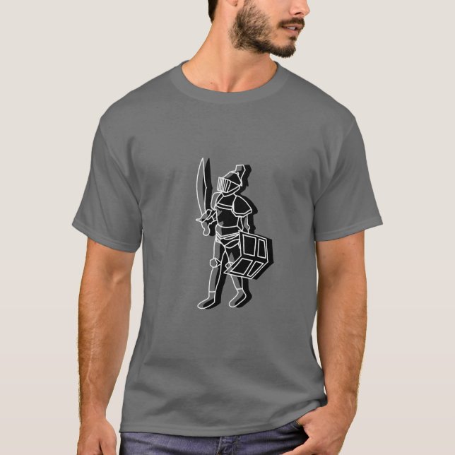 Runescape Black Knight Line Drawing T-Shirt (Front)