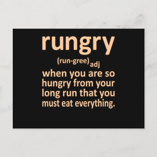 Rungry Definition Half Marathon Runner Running Gra Postcard
