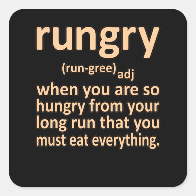 Rungry Definition Half Marathon Runner Running Gra Square Sticker (Front)
