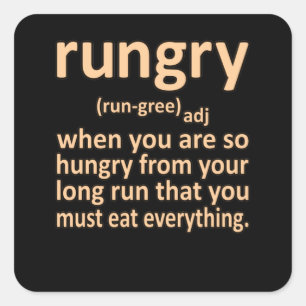 Rungry Definition Half Marathon Runner Running Gra Square Sticker