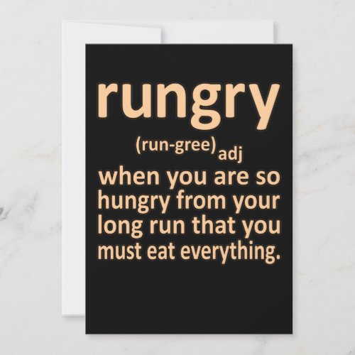Rungry Definition Half Marathon Runner Running Gra Thank You Card