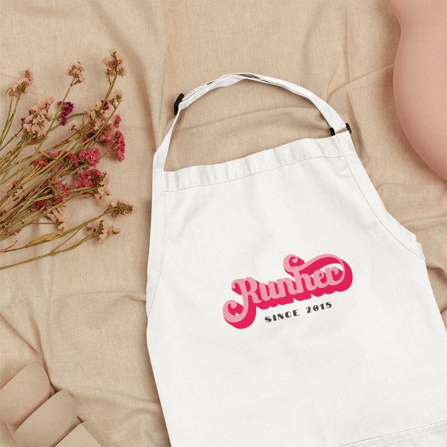 Runher Running Pink Bold Retro Font Motivational Adult Apron (Creator Uploaded)