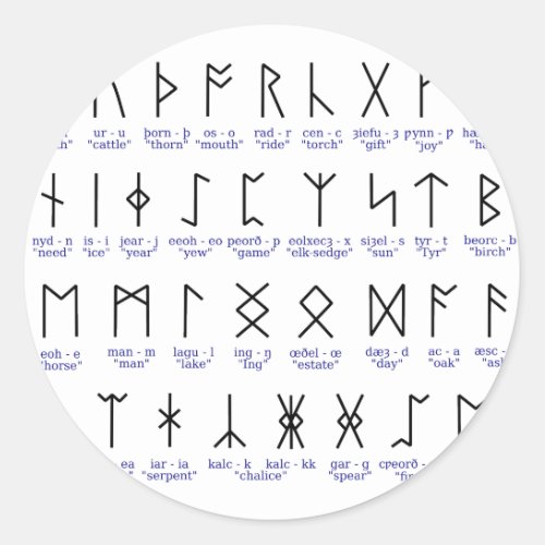 Runic Alphabet Classic Round Sticker