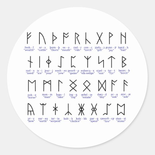 Runic Alphabet Classic Round Sticker