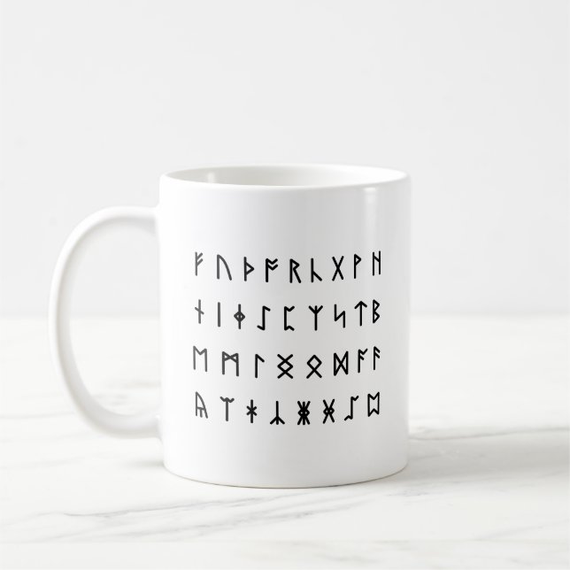 Runic Alphabet [Futhorc] Coffee Mug (Left)
