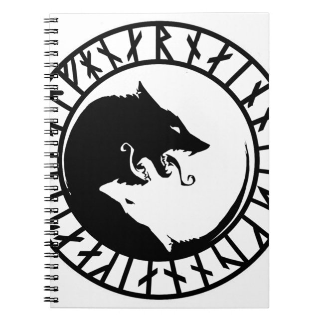 Runic Dire Wolf viking norse nordic runes Notebook (Front)
